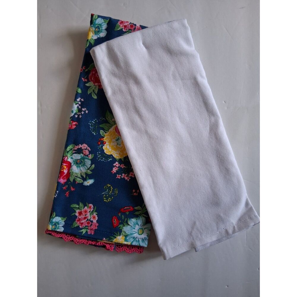 Pioneer Woman Fancy Flourish Kitchen Towels 2 Pack Floral Cotton 16x28 New - Picture 2 of 5